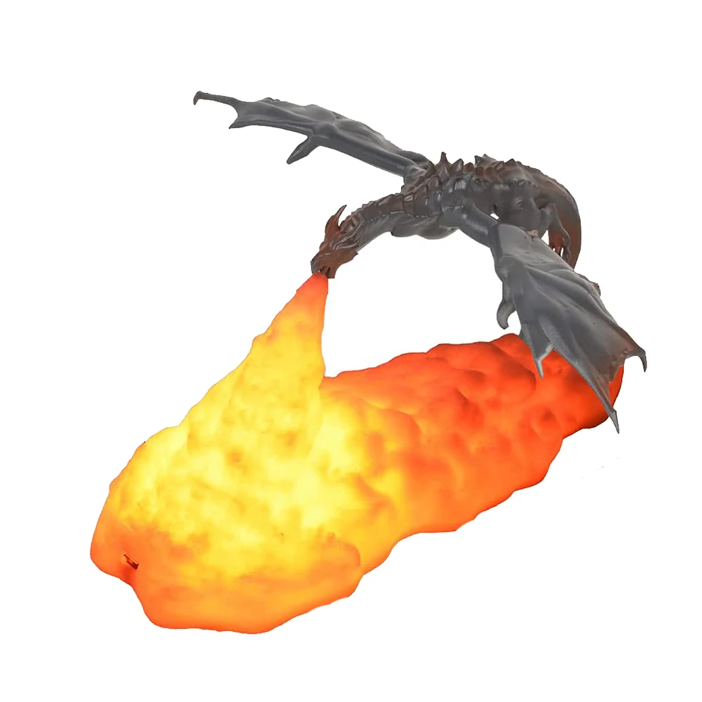 

Fire Dragon , 3D Printed Volcano Dragon Night Light Moon Light USB Rechargeable, Desktop Lamp