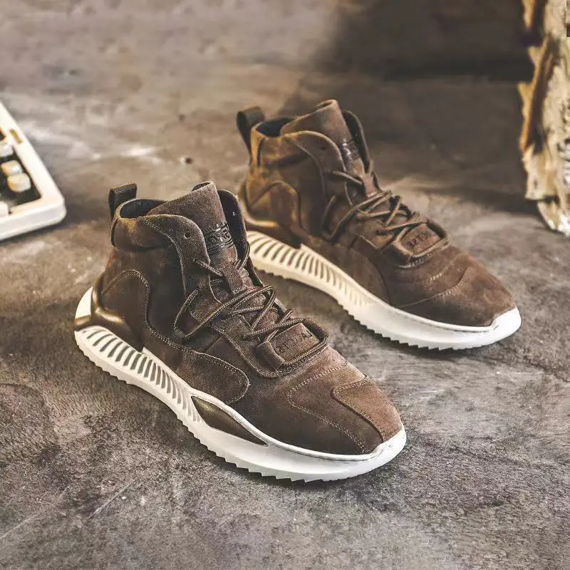 

2021 spring and autumn leisure sports shoes Korean trend new high-top daddy shoes men's Joker men's Martin boots