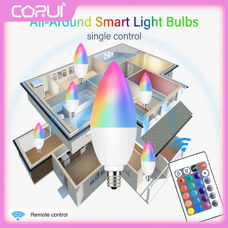 

Dimmable Colors Smart Light Bulbs E12 E14 E26 E27 B22 Indoor Candle Light 6000k 3-5w Rgbw Light Bulbs Smart Home Remote Control