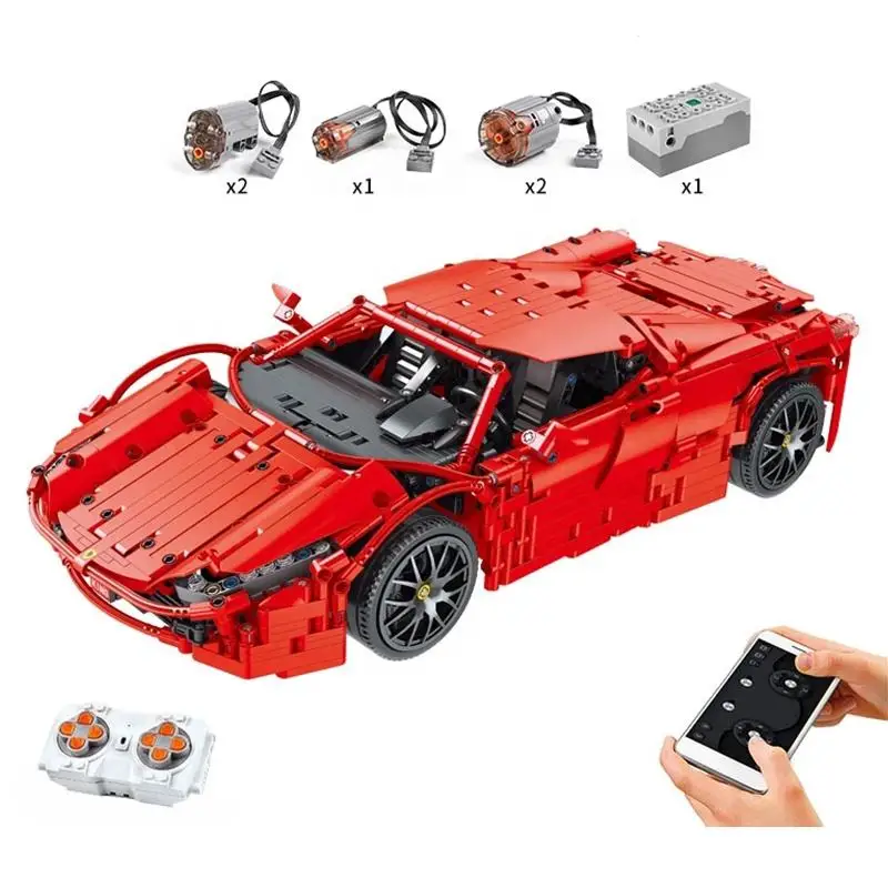 

13048 технический красный паук MOULD KING, скоростной Радиоуправляемый автомобиль, строительные блоки, спортивный гоночный автомобиль, игрушки, моторизованный Детский конструктор, игрушки