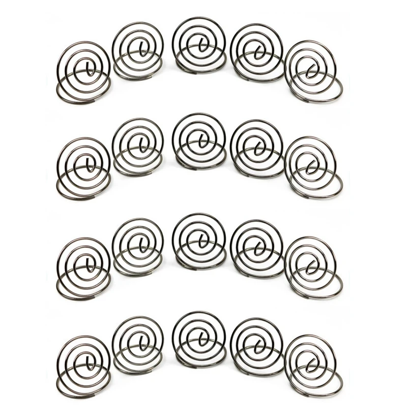 

20 Pcs Stainless Steel Creative Round Shape Card Holder Circle Stereo Note Pad Table Number Holders Menu Clips(Silver)