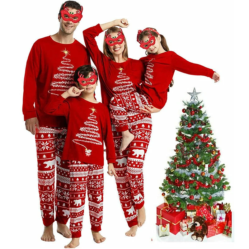2022 Winter Family Matching Couples Christmas Pajamas Red Santa Mother Kids Clothes Christmas Pajamas For Family Clothing Set