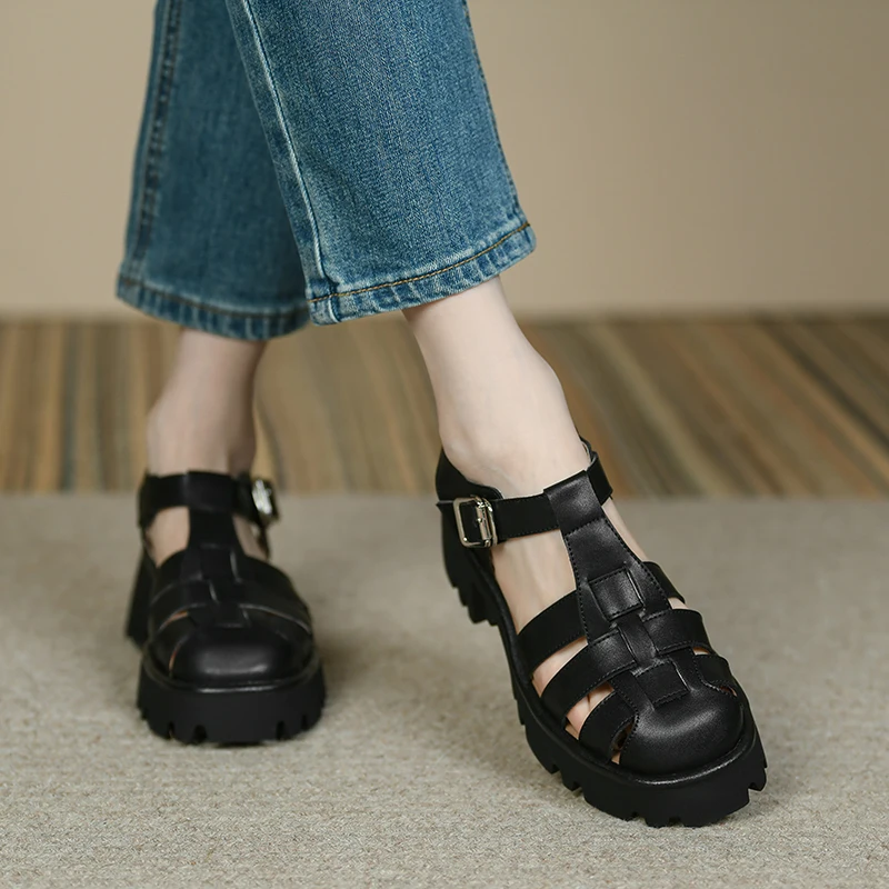 Женские сандалии-гладиаторы ASUMER из натуральной кожи босоножки на платформе