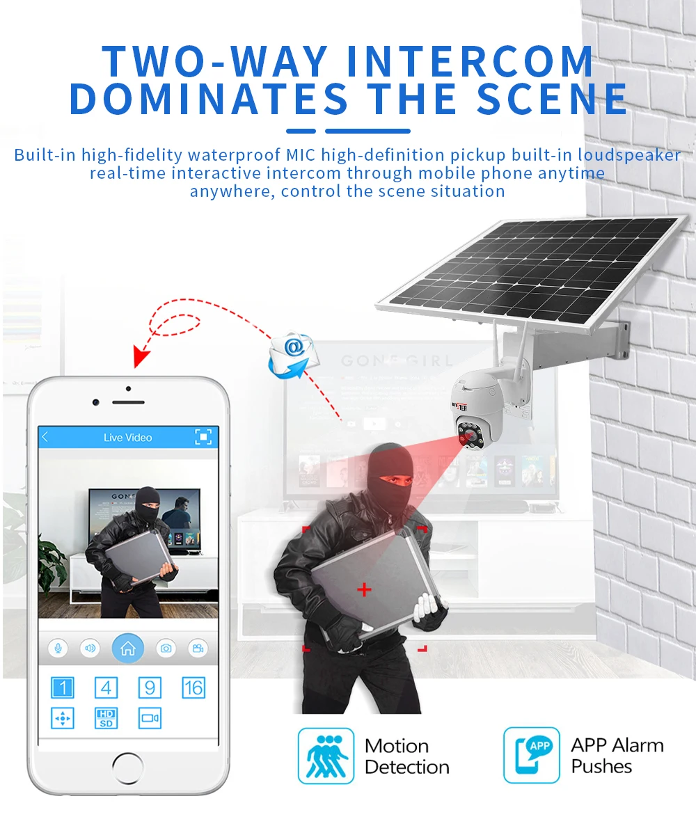 Батарея Enster высокой емкости мониторинг 4G солнечная PTZ-камера с вращением на 360
