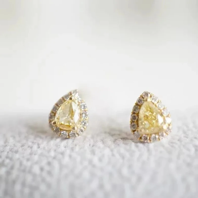 

Новые серебряные инкрустированные желтыми драгоценными камнями серьги в форме капли воды для женщин легкие Роскошные Кристаллы Элегантны...