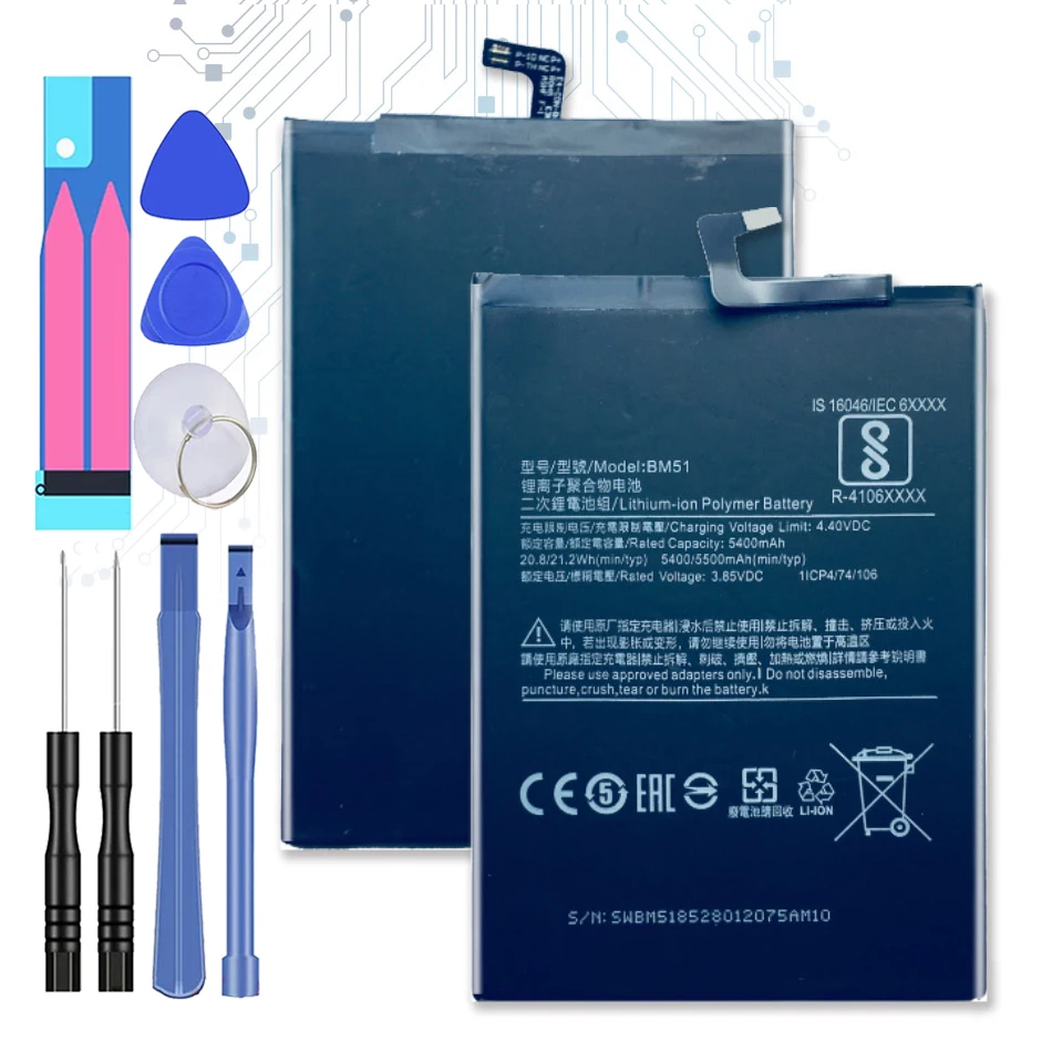 

For Xiao Mi BM51 BM 51 5500mAh Battery For Xiaomi Mi Max3 Max 3 Mobile Phone Battery + Free Tool + Tracking Number