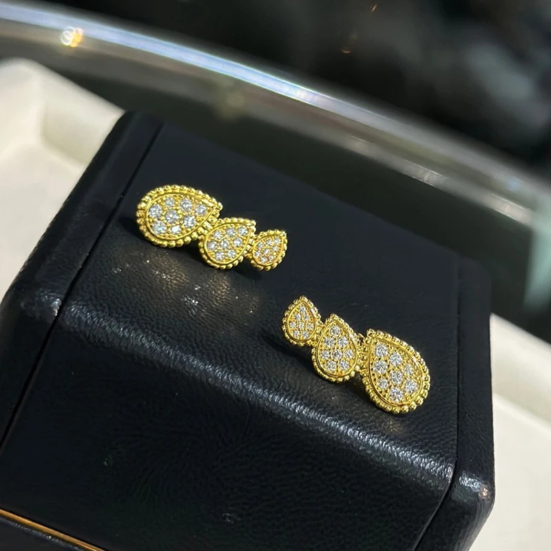

2023 Trend Classic High Quliaty Famous Hot Brand Luxury Jewelry Earrings For Women 3 Water Drop With Zircons Pure 925 Sliver