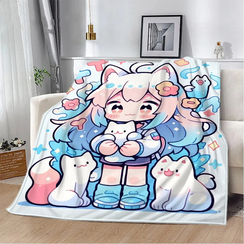 Флисовое Одеяло С Радужным Зефиром И Кошкой Для Девочек Мягкое Плюшевое
