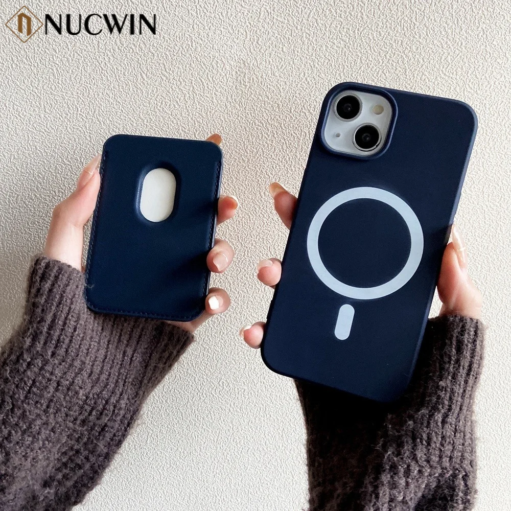 

Magnetic Wireless Charger Card Bag Phone Case For iPhone 12 13 Pro Max Mini Magsafing Shockproof Soft Liquid Silicone Back Cover