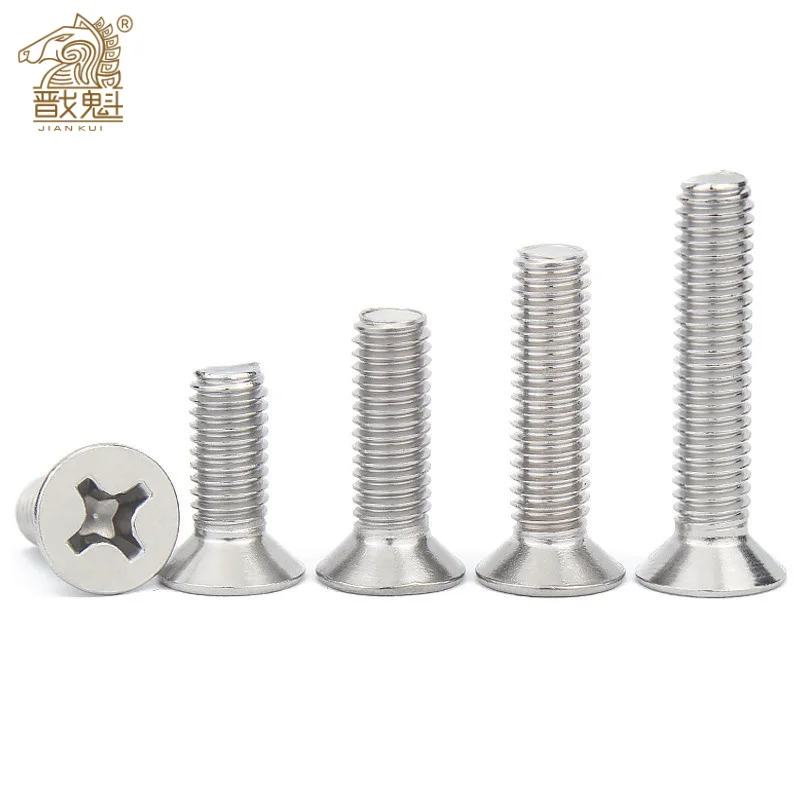 

200/100/50/20 PCs 304 stainless steel cross flat head cross groove milling head bolt length 3-50mm M2.5 M3.5 M4 M5