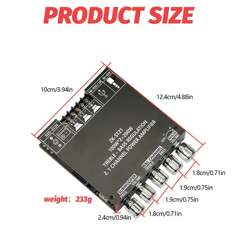 APWIKOGER ЗК-СТ21 Цифровой усилитель 2.1 канала