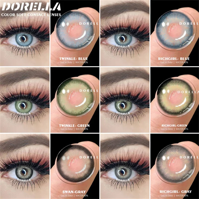 

D'ORELLA Colored Contact Lenses Natural 2pcs Blue Colored Contact Lenses for Eyes Yearly Beautiful Pupil Color Lens Eye Contacts