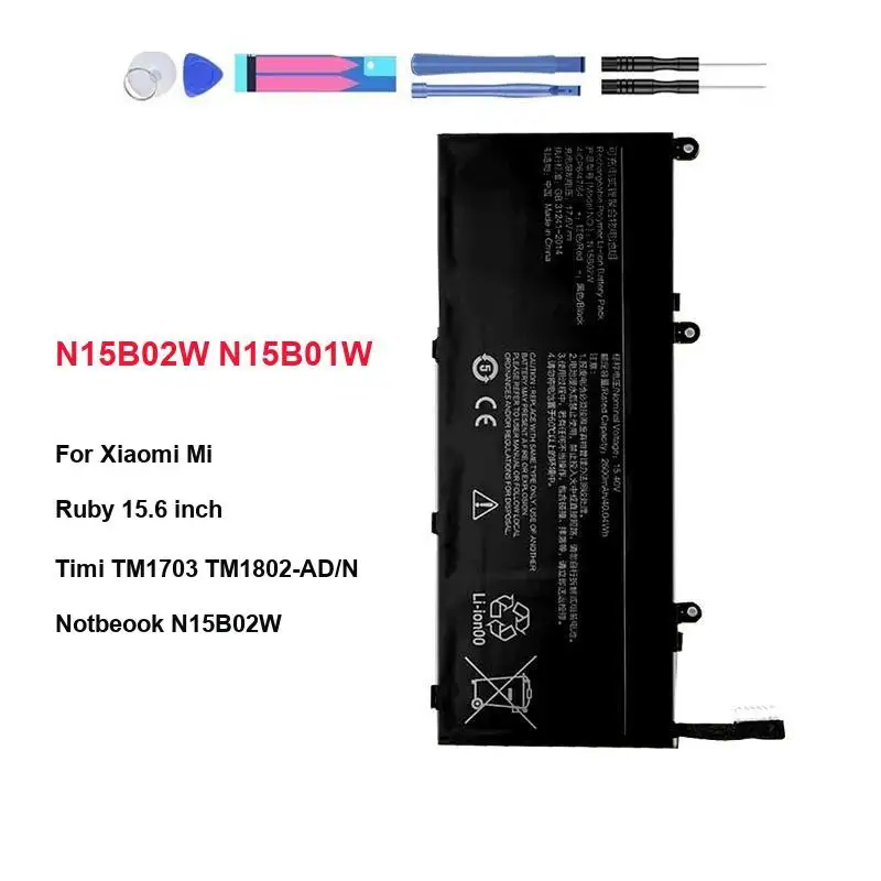 Фото N15B02W N15B01W для Xiaomi MI Ruby TM1703 TM1802-AD N C 15,6-дюймовый аккумулятор для ноутбука Надежная мощность 2600 мАч Быстрая доставка №2