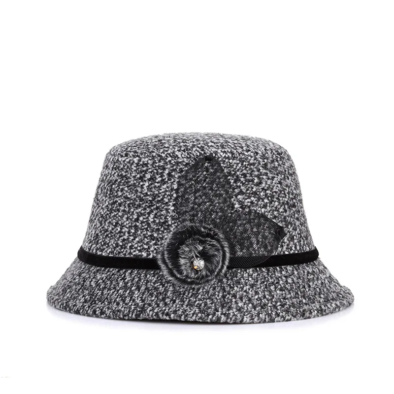 Hat The New 2022 Ms MAO Qiu Diamond Mother Cap Outdoor Warm Elegant Folding Women Wool Lady |