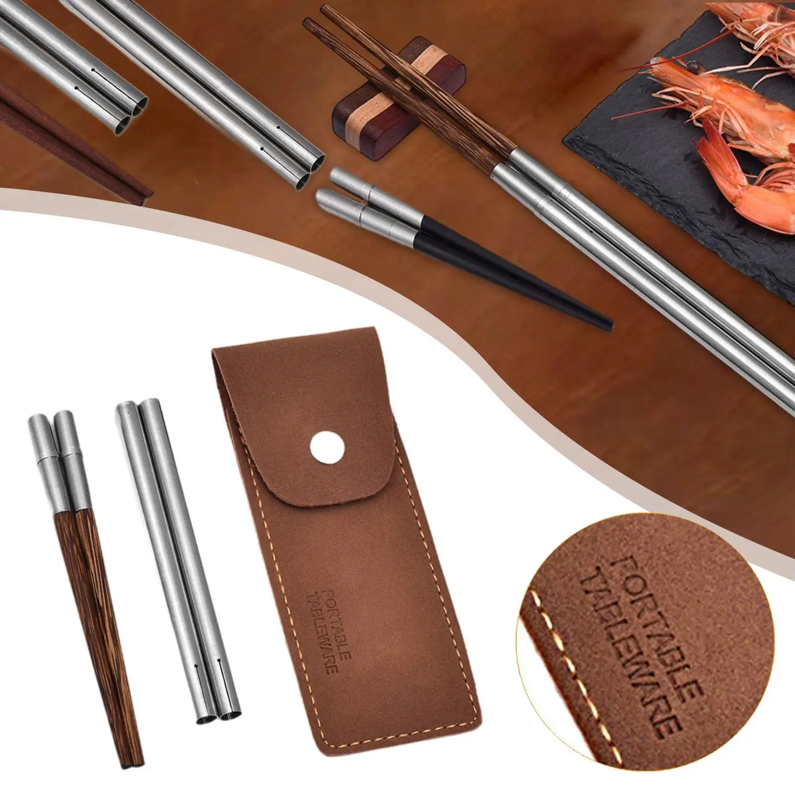 Hashis de Madeira Portáteis Leves e Versáteis com Bolsa de Armazenamento para Exterior