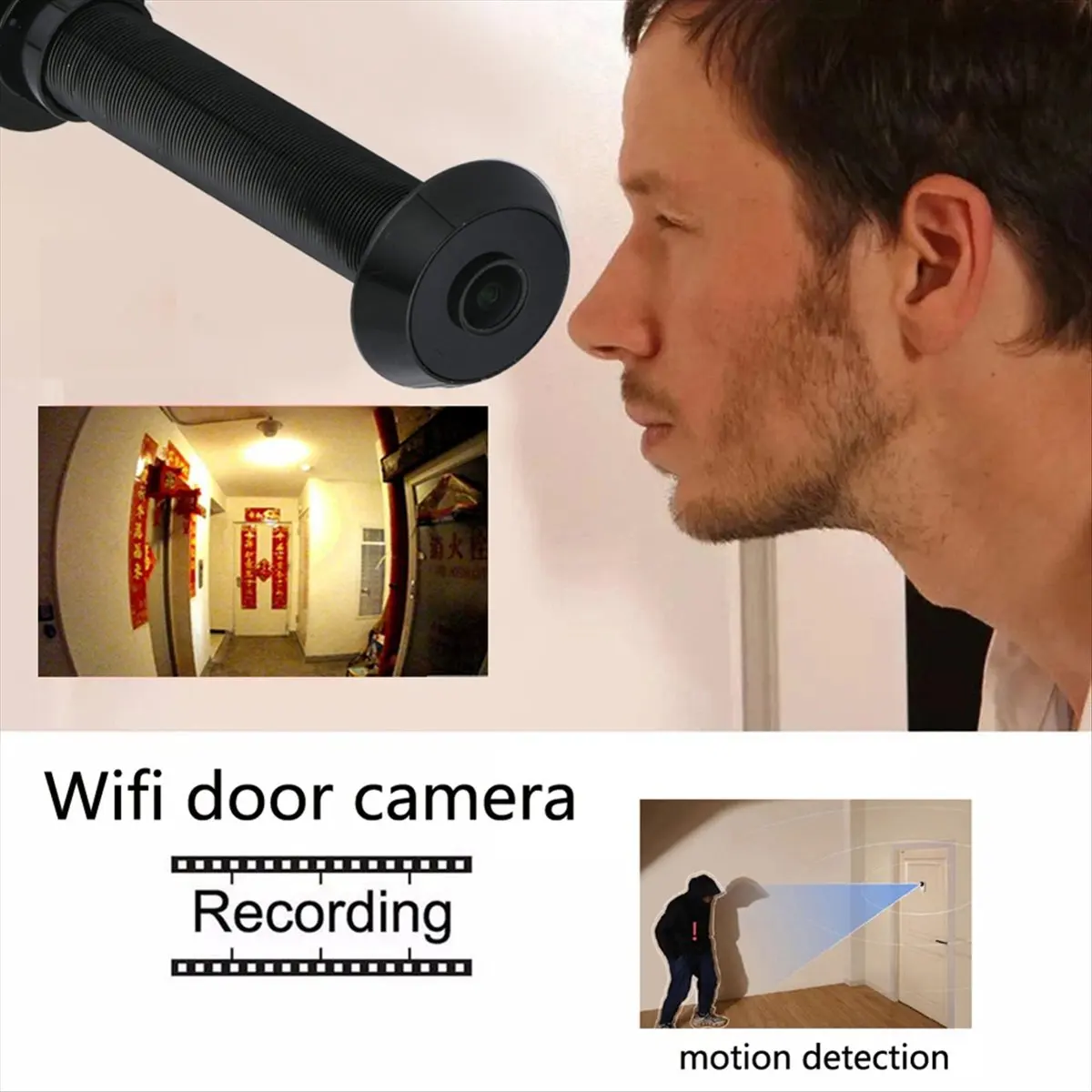 Фото (A43I) 1080P Умный цифровой видеоглазок Tuya Smart Life для дома, Wi-Fi камера-глазок с ИК ночным видением, EU PLUG, серебристый №5