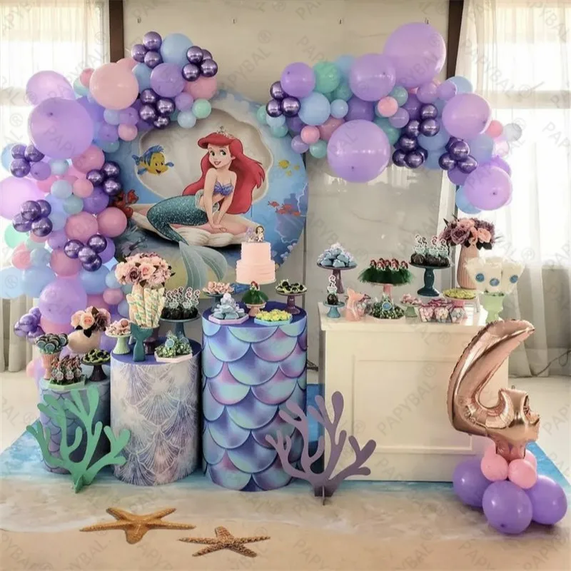 

134pcs Mermaid Theme Foil Balloon Garland Arch Kit Purple Pink Latex Globos Baby Shower 1st Birthday Party Decoration
