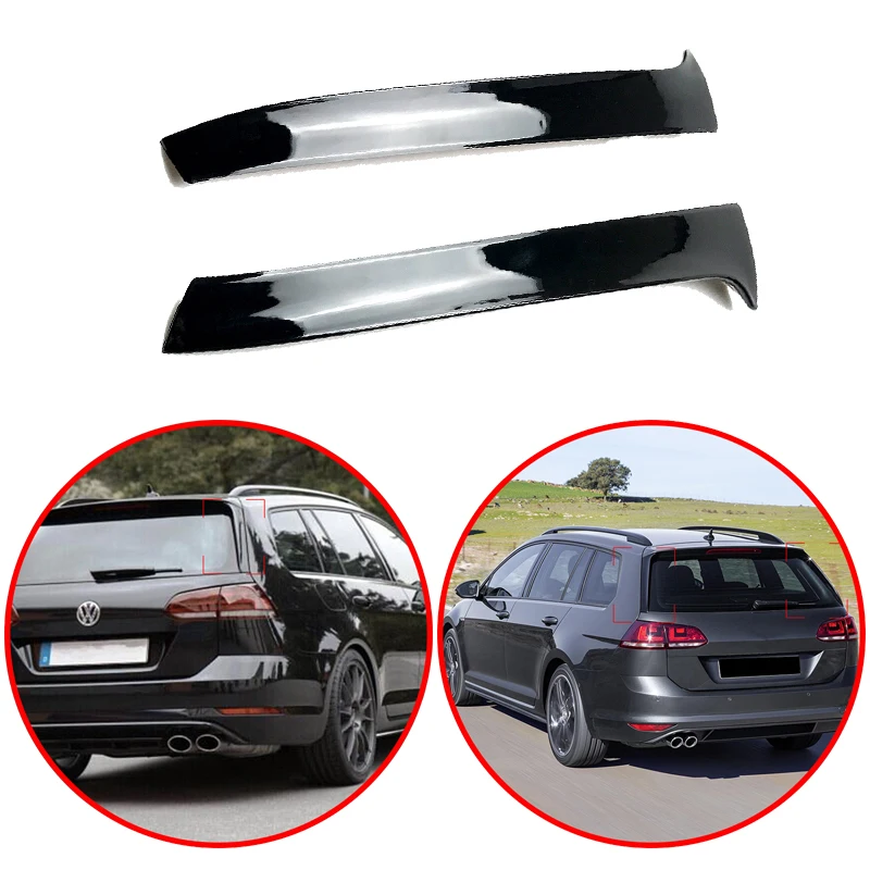 

АБС-пластик, 2 шт., для Volkswagen Golf 7 R, вариант от 2014 до 2018, боковой спойлер на заднее окно из глянцевого черного углеродного волокна