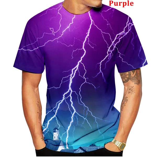 

Men Short Sleeve Cool T-Shirts 3D Print Lightning Male T-Shirts XXS-6XL