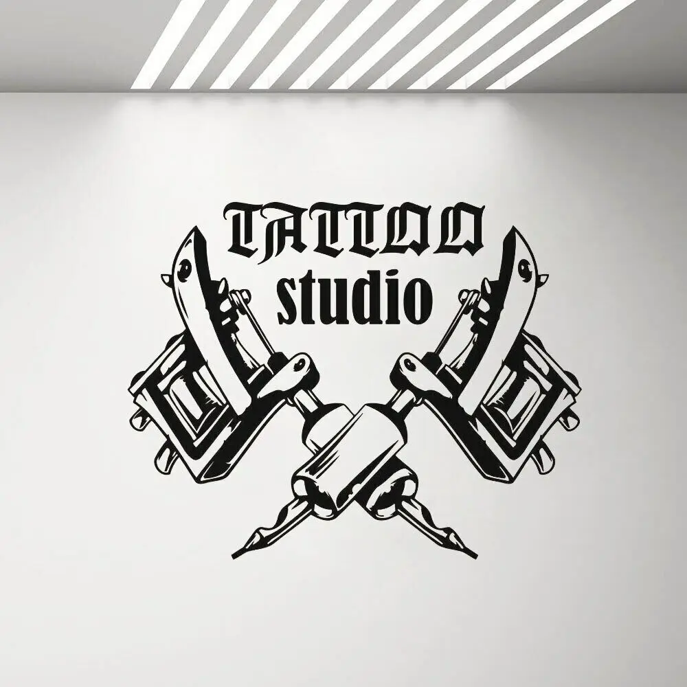 Тату-машинки, настенная наклейка, тату-салон, украшение для комнаты, виниловые наклейки на стену, логотип магазина, настенная бумага, современный декор G497
