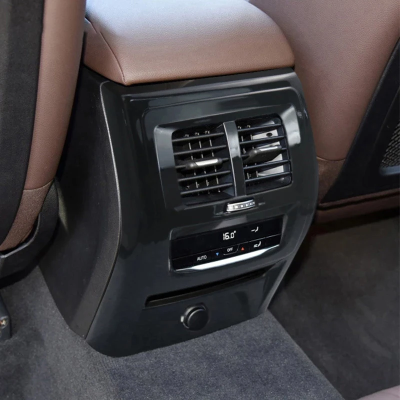 

For BMW G01 G02 X3 X4 2018 2019-2022 Car Rear Air Condition Outlet Vent Frame Trim Armrest Box Carbon Fiber Pattern Accessories