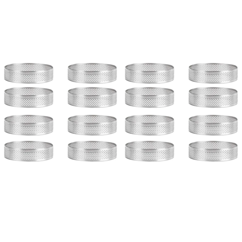 

16Pcs Stainless Steel Tart Ring, Heat-Resistant Cake Mousse Ring Round Double Rolled Tart Ring Metal Mold 10cm & 8cm