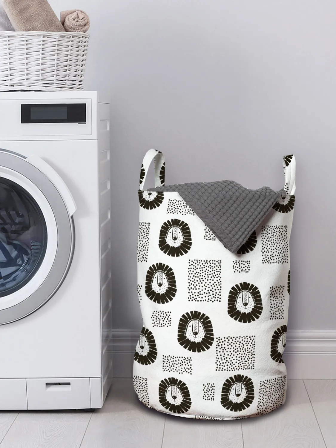 Корзина для белья в горошек прямоугольная и с животными | Дом сад