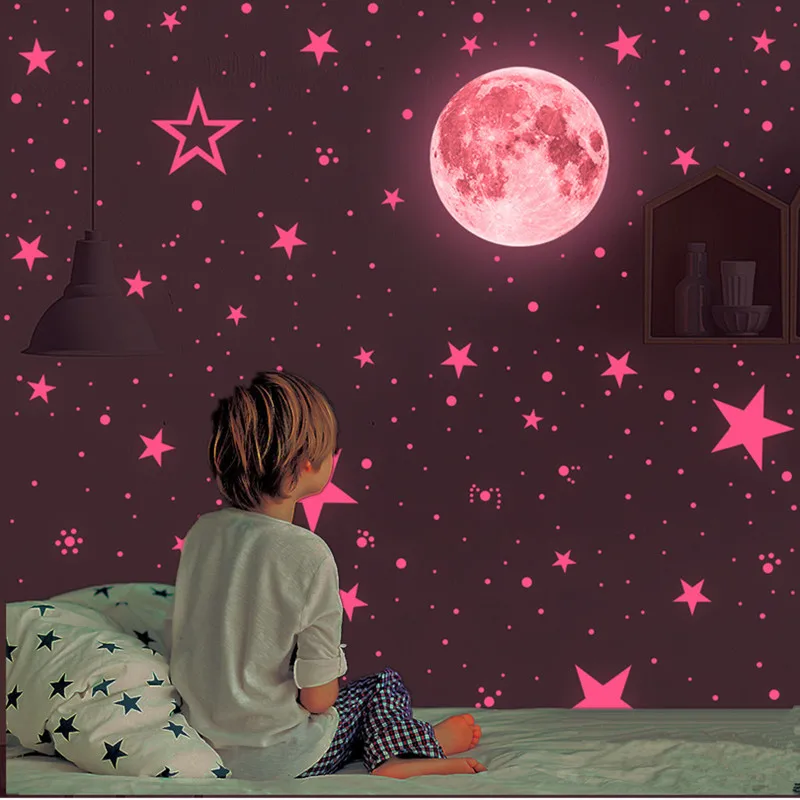 

435 шт. декоративные настенные наклейки для комнаты девочки 2022 аниме розовое звездное небо Луна ПВХ наклейки для детской спальни аксессуары ...