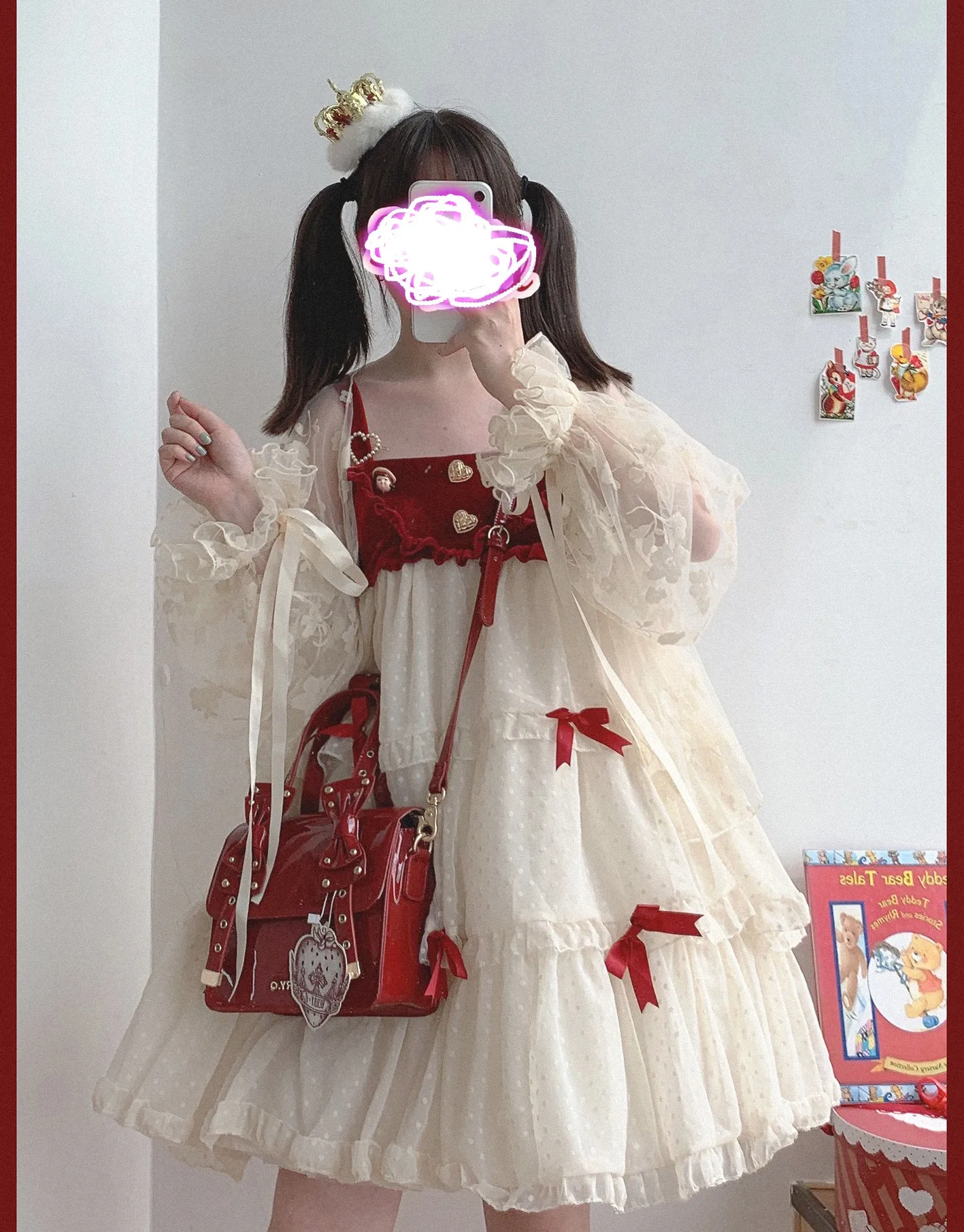 

Милое платье в японском стиле для косплея девушки Лолита Jsk Kawaii милое Сетчатое платье в горошек с лентой и бантом и оборками