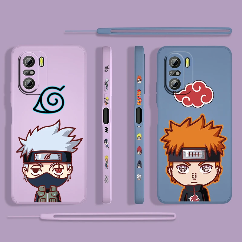 

Jiraiya Naruto Kakashi For Xiaomi Redmi K50 Gaming 10X 9 9A 9T 9AT 8 8A 7 6A 5A 4X Pro 4G 5G Liquid Left Rope Phone Case Cover