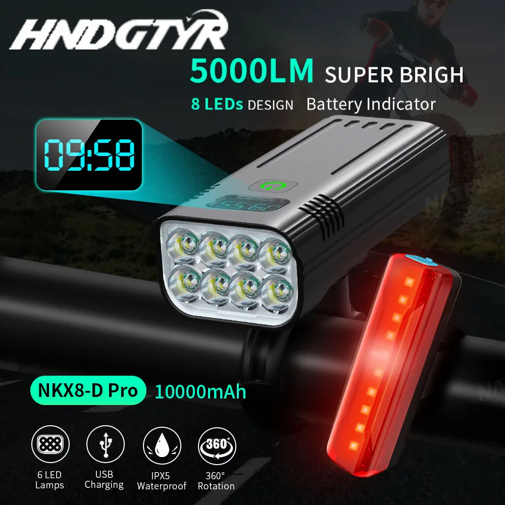 

10000mAh велосипед светодиодный свет фары 18650 аккумулятор передние и задние велосипедные фонари USB перезаряжаемый банк питания 5000LM MTB аксессуары