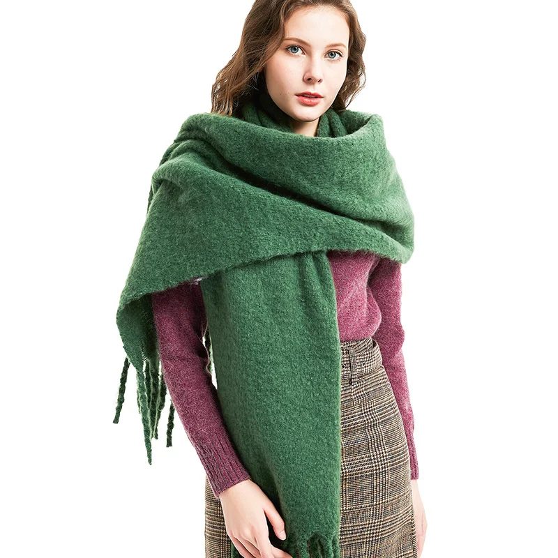 

Velvet Solid Scarf Cashmere Thick Luxury Tassels Women Scarves Oversized Wraps Fashion Cap Shawls Pashmina Blanket