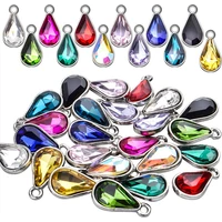 24pcs crystal bithstone charms tear drop shaped rhinestone dangles pendants for diy necklace bracelet jewelry making12 colors