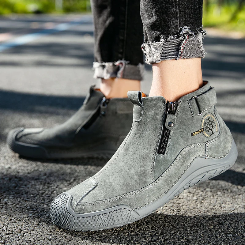 Мужские Ботильоны ручной работы повседневные кроссовки обувь на молнии большие