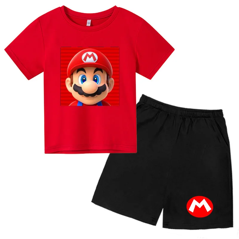 

Baby Boys T Shirt Suit Kids Games Super Mario-bros Tshirt Suit Kids Clothing Sets T-shirt & Shorts Girls Boys Clothes two piece