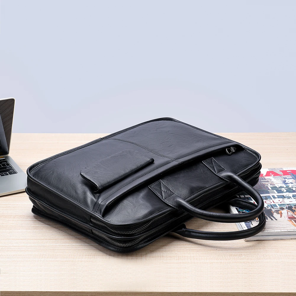 MVA Genuine Leather Briefcase Bag For Man 13.3 inch Laptop Business Bag Vintage Laptop Handbag Tote Handmade Crossbody Bags Male