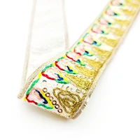 3 4cm wide ethnic style gold strands embroidery sequins lace webbing diy clothing home textile cuffs shoes packaging materials