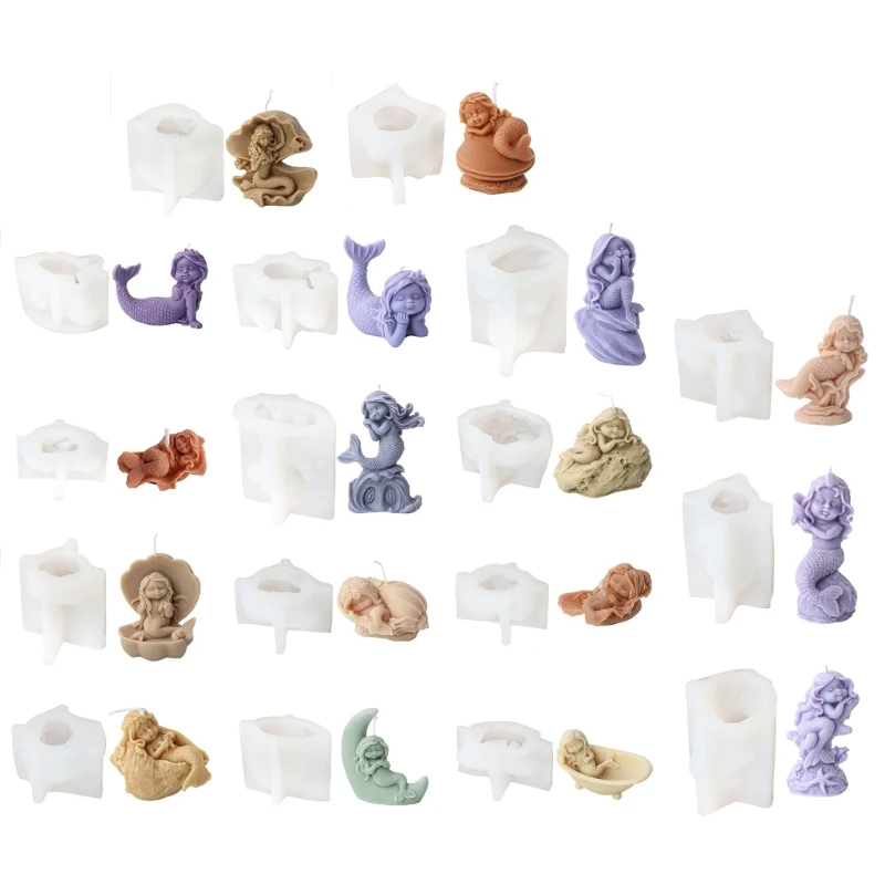 3D силиконовая форма для свечей-русалок выпечки шоколада сделай сам формы мыла