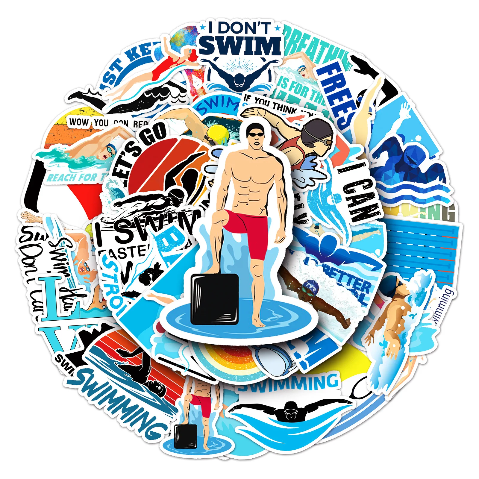 

10/30/50 шт. Мультяшные спортивные плавательные наклейки, детская игрушка, подарок «сделай сам», ноутбук, телефон, скрапбукинг, багаж, автомобиль, граффити, ПВХ наклейки, оптовая продажа