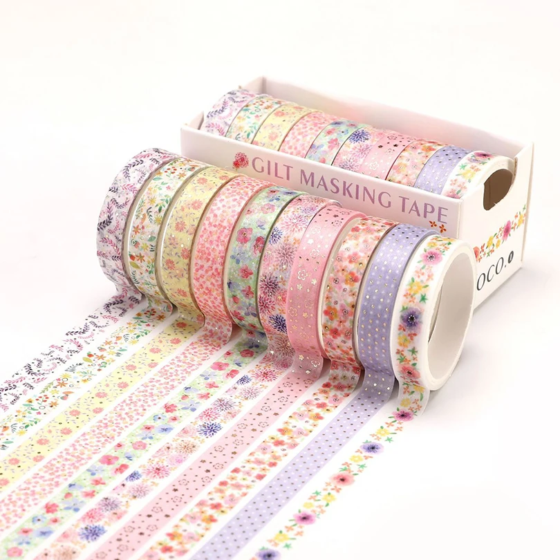 

Золотая фольгированная декоративная лента YOUQIWJ Washi tape, 10 рулонов