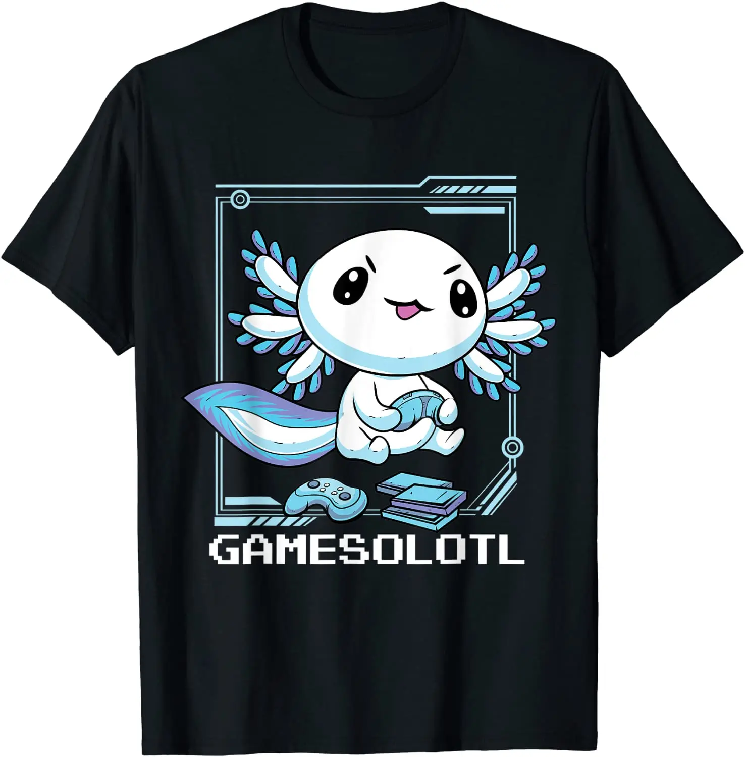 

Gamesolotl Gamer Axolotl Fish Playing Video Games Lizard Funny Unisex T-Shirt Men's Short Sleeve T-Shirt Cotton Tee Eu Size