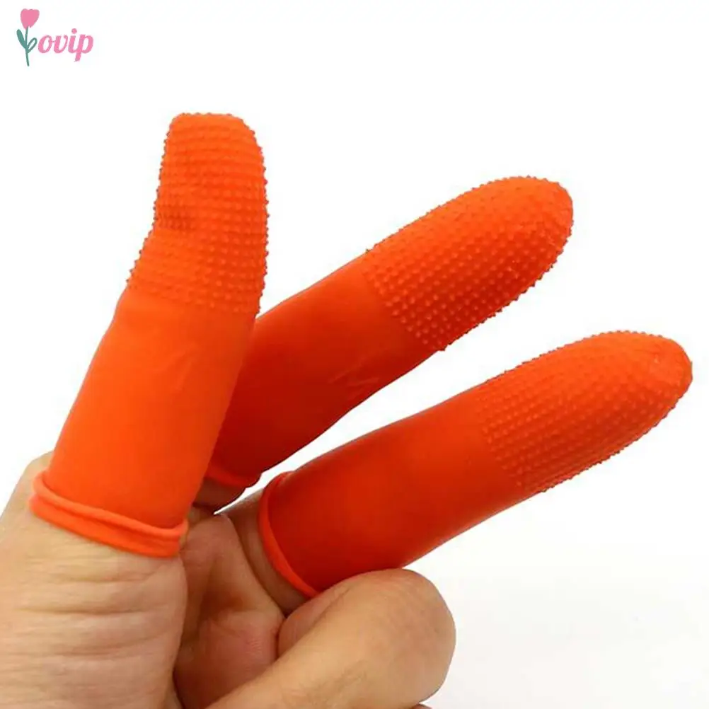 

100 Pcs Disposable Nail Art Finger Cover Natural Rubber Non-slip Anti-static Latex Finger Cots Fingertips Protector Gloves