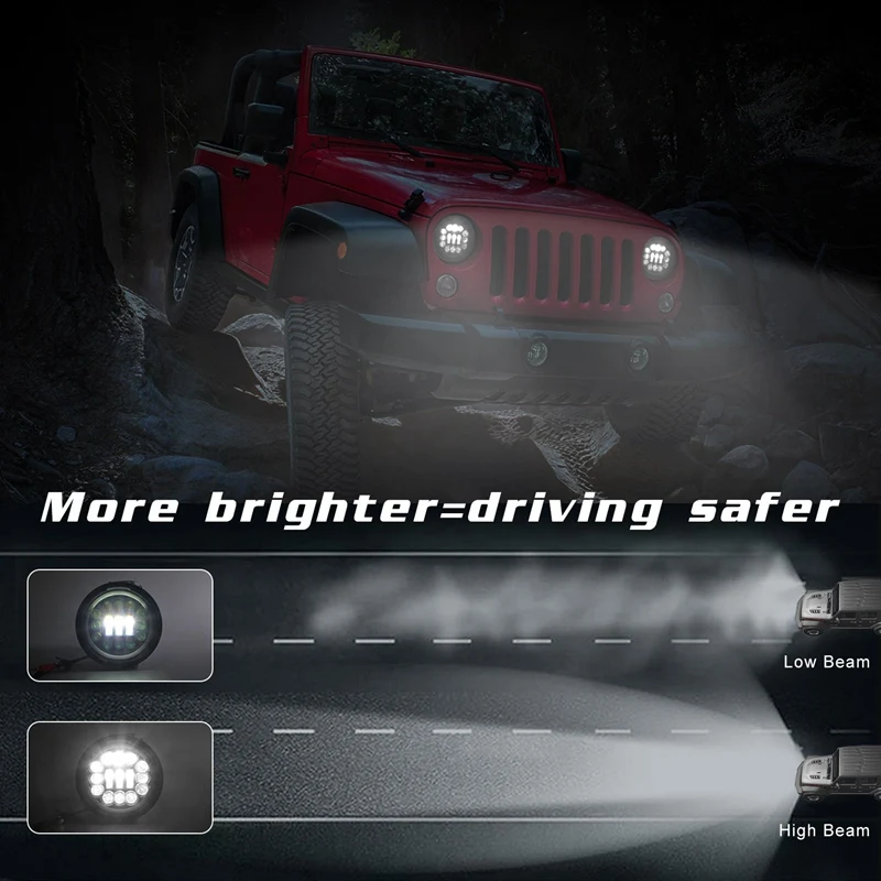 Лампа для внедорожника 2 шт H4 400 Вт 7 дюймов Lada Niva Urban 4X4 Suzuki Samurai Jeep Wrangler