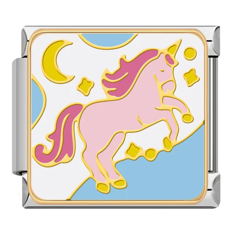 Hapiship модный розовый замок принцессы Русалка итальянские подвески подходят 9 мм браслет из нержавеющей стали женские ювелирные изделия DJ1537