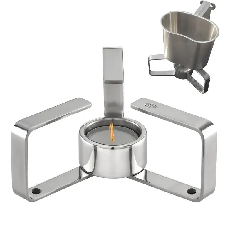 Складной подогреватель для кофе чайник из нержавеющей стали с подсвечником