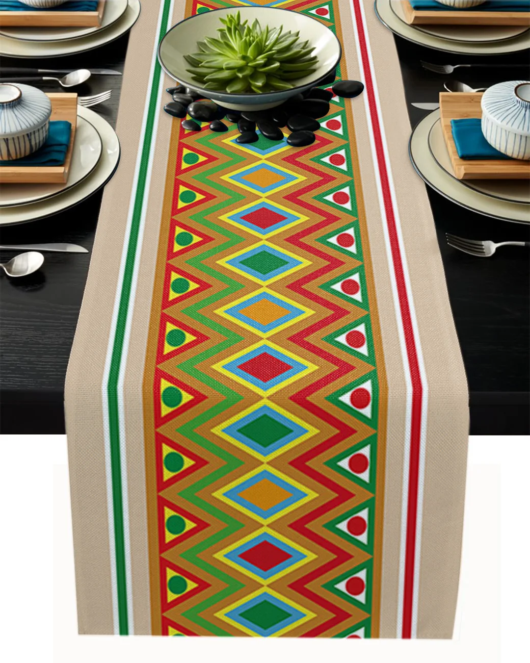 

Mexico Ethnic Boho Geometry Table Runner Party Wedding Centerpieces for Tables Home Hotel Decor Kitchen Dining Tablecloth