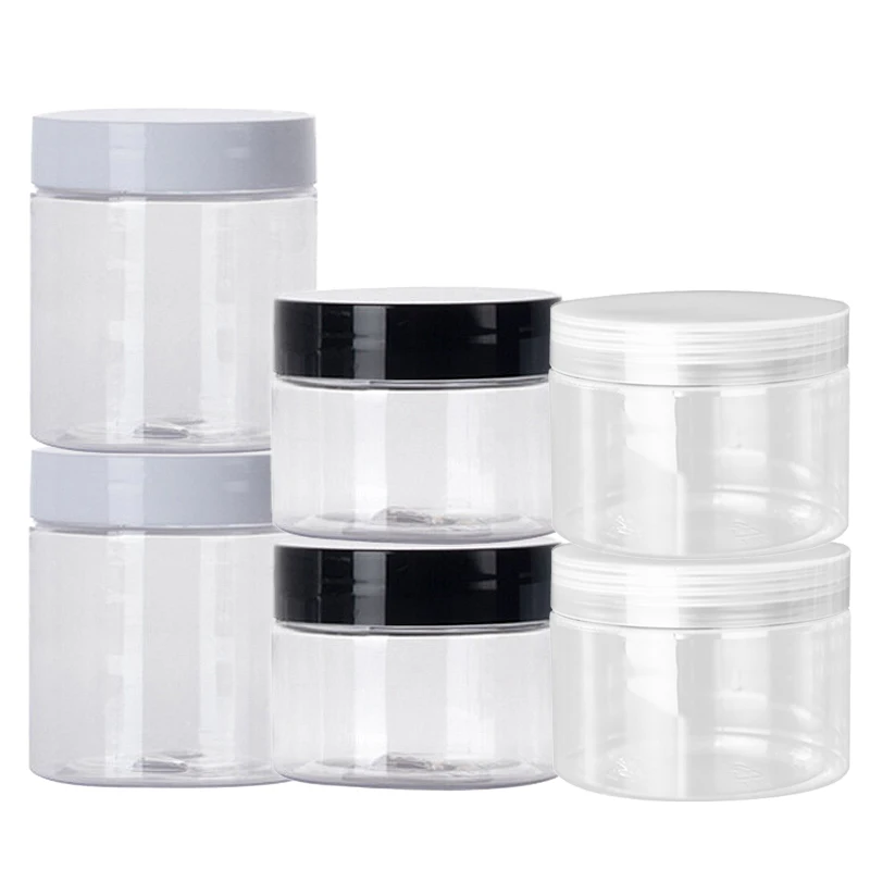 12Pcs 100/120/150/200/250ml Clear Plastic Jar and Lids Skincare Cosmetic Cream Jar Travel Set Refillable Bottles Storage Jars