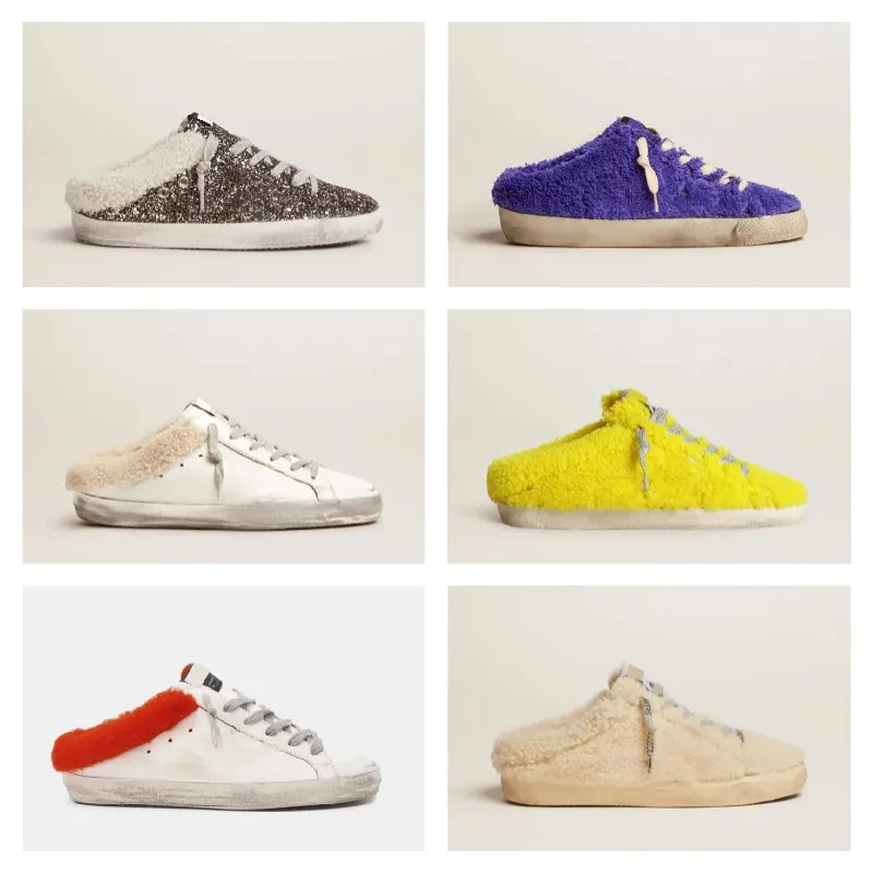 

2022Winter New Slippers Series Lamb Wool Sequins Retro Custom Small Dirty Shoes Parent-child Sports Leisure Non-slip DF96