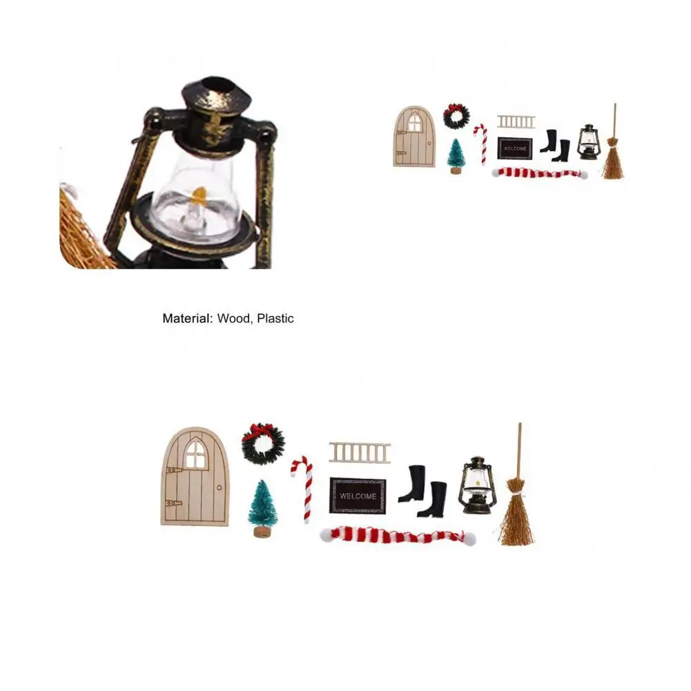 

Wood 10Pcs/Set Novelty Dollhouse Door Carpet Christmas Ring Delicate Texture Dollhouse Scarf Wide Application for Home