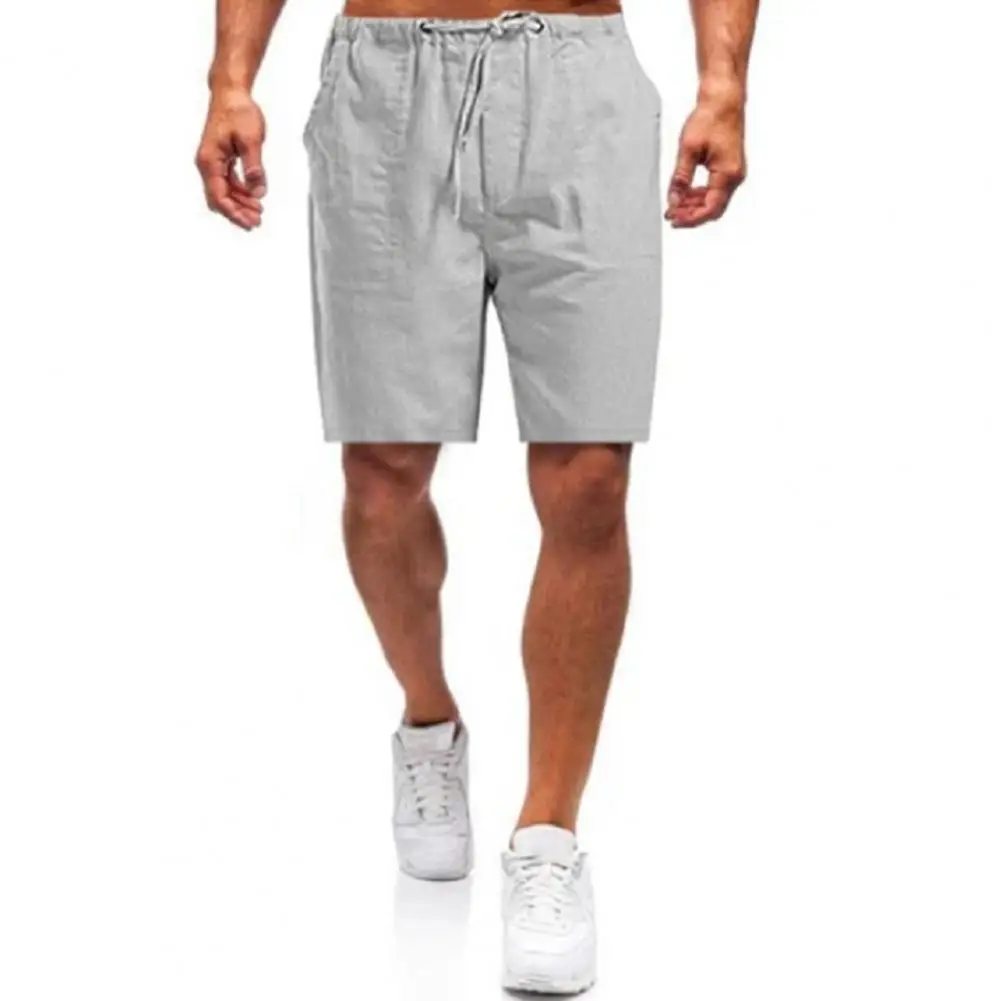 

Beach Shorts Men Elastic Waist Drawstring Slant Pockets Quick Drying Solid Color Male Summer Minimalist Casual Shorts Men